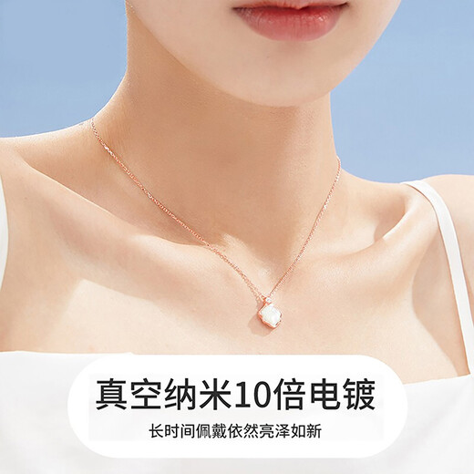 VIGG Yibeizi Silver Necklace Women's Collarbone Chain Valentine's Day Birthday Gift Confession Anniversary Gift for Girlfriend and Wife Jewelry Yibeizi Necklace (White) Ten Warehouse Delivery