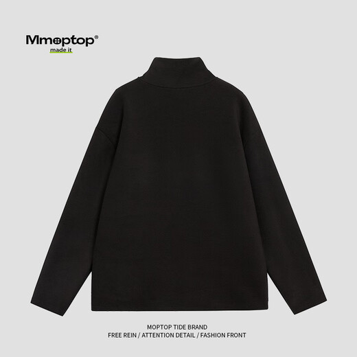 MMOPTOP German velvet turtleneck sweatshirt warm and thickened men's autumn and winter double-sided velvet bottoming long-sleeved inner layer APW965 black 2XL