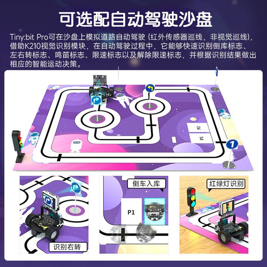 YahBoom Microbit Vision Car AI Identification Unmanned Autonomous Driving Kit Python Programmable Robot K210 Module Standard Edition (Microbit not included)