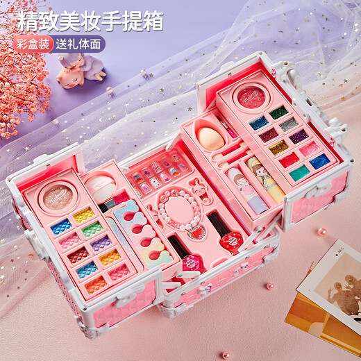 奥智嘉儿童化妆品玩具女孩生日礼物彩妆化妆盒口红指甲油公主过家家套装