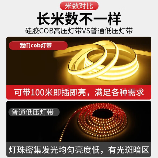 Fanyao super bright cob light strip 220v indoor ceiling living room light outdoor waterproof sunscreen brightening white light-5 meters