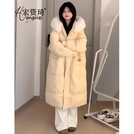 Hongziqi Down Cotton Jacket для женщин зимой 2025 г. Новый средний высокий и утолщенный валотный ватный ватный ватный ватный ватный ватный ватный ватный ватный ватный ватный ватный ватный курт желтый s (рекомендуется 90105Jin [Jin равняется 0,5 кг]))