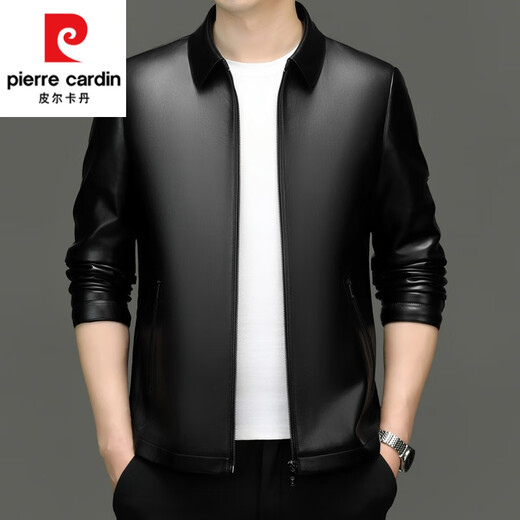 Pierre Cardin (Пьер Карден) новая осенне-зимняя кожаная куртка Haining из натуральной кожи мужская кожаная куртка с лацканами из овчины папина бархатная утолщенная кожаная куртка с лацканами коричневого тонкого фасона 8568 175/L (120-140Jin Jin соответствует 0,5 кг)