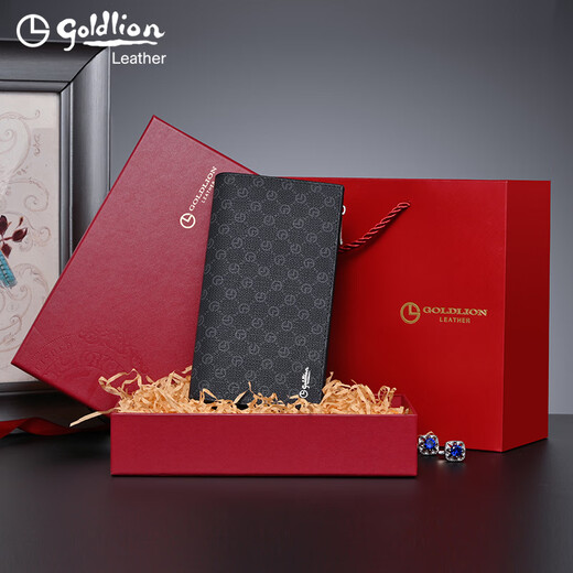 
Goldlion wallet men's long casual and fashionable business wallet 2025 new simple multifunction large capacity clutch bag men black
