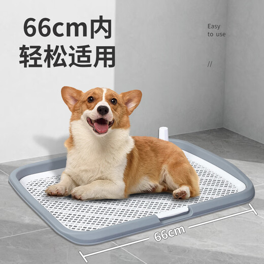 Very good dog toilet for small dogs and large dogs. Anti-trampling potty and urinal for Bichon Frize puppies. Special pet toilet supplies. Extra large flat plate and thickening #梦之grey+column