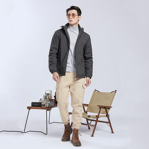 Specht (Tucano) plus Samtintegrierte Jacke für Frauen und Männer einschichtiger Außen- und Winterbergsteigerjacke warme weiche Schalen-Windbreaker 9930a dunkelgrau-Men [Solid Color] 4xl