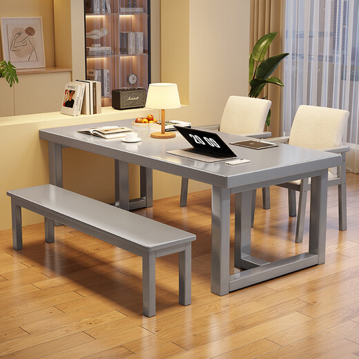 Yaqu full solid wood Zhuozi living room large long desk home dining table integrated workbench widened large board study desk writing desk C9902 ivory white single table 140x80x75cm [desktop 65mm]