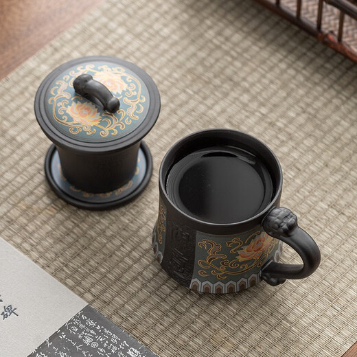 Ahri's Love Tasse à thé en argile violette Tasse de séparation de thé Souvenir Cadeau d'affaires Cadeau d'anniversaire du père Cadeau pour homme pour papa mari Tasse en argile violette Ruyi bleue avec boîte à thé Service à thé haut de gamme Personnalisation pratique pour les souvenirs de retraite pour les enseignants et les aînés