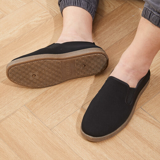 Bu Xixiang old Beijing high-end cloth shoes for men's soft sole middle-aged and elderly people breathable and comfortable one-foot non-slip work shoes Daddy's shoes Black 40 [Latex insole + thickened beef tendon sole]