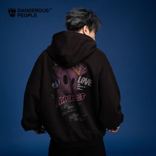 Dangerous people Joker Xue dsp New Year's gift season autumn and winter loose silhouette versatile fleece cardigan hooded sweatshirt jacket black XL
