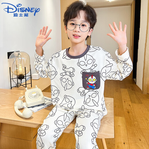 Disney Pajamas Pajamas Primavera y otoño 2025 Nuevo temporada de algodón puro manga larga delgada de cuello redondo para niños