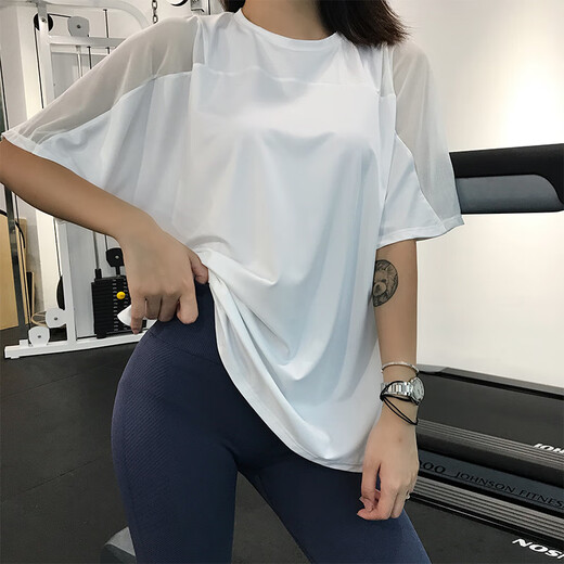 Jincheng Mesh schnelle Trocknungskleidung für Frauen Lose Jogging Shirt Fitness Kleidung kurzärmelig Sport T-Shirt Internet Promi Yoga Top T698 Black Longeeved XL