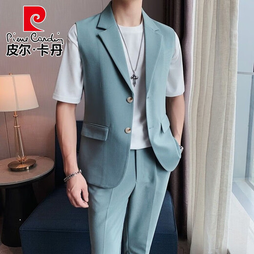 Pierre Cardin 2025 Été Nouveaux vêtements pour hommes beaux veste sans manche STOMM SUILLE DE COULEUR SOLIDE COULEUR TOP TOP FIR-WHITE VIE SEUX-PIEE L + 110-130JIN [Jin est égal à 0,5 kg]