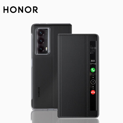 Honor (HONOR) folding screen MagicVs2 mobile phone case official original smart window flip leather case MagicVS2 ultra-thin mobile phone lens all-inclusive anti-fall and anti-peeping rear shell bracket protective cover Honor MagicVS2 flip smart window leather case [Black]