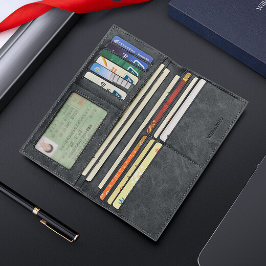 WILLIAMPOLO Paul Wallet Men's Long Multi-Card Card Bag Simple Trendy Brand Ultra-Thin Wallet Khaki Long Style Long