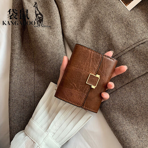 Kangaroo (Kangaroo) Brieftasche Frauen kurz 2025 Neue europäische und amerikanische Retro -Modkarten -Bag -Karten -Abdeckung Wallet Wallet Persönlichkeit Mini Trendy Coin Brieftasche Schwarz