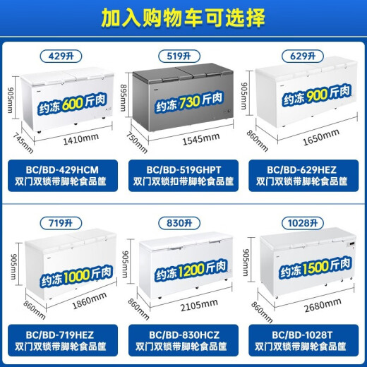 海尔冰柜519/829升商用家大容量冷冻柜转换超低温海鲜深冷速冻卧式柜 830升/零下38度速冻BC/BD-830HCZ