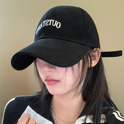 Bangboshi big head circumference baseball hat men's trendy baseball cap women solid color casual outdoor sports sunshade four seasons sun hat baseball cap OUTSTAND [increase head circumference - black]
