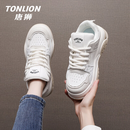 Tang Lion (TonLion) women's shoes summer shoes women's thick-soled dad's shoes women's sports and casual white shoes white light gray 38