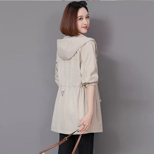 
Muxia Lily 2025 spring clothing new autumn women's clothing casual loose small top windbreaker women's mid-length jacket for women gray-green M (120Jin[Jin equals 0.5 kg] or less)