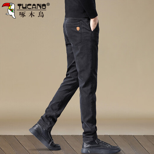 Woodpecker (TUCANO) Casual Pants Men's Autumn and Winter Business Pants Men's Loose Straight Fashion Versatile Pants Men's Pants Black 32