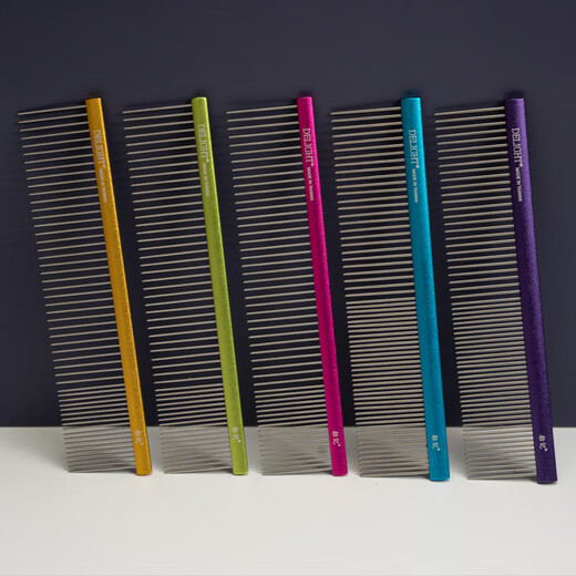 Ship's Row Comb Pet Dog Comb Cat Ragdoll Cat Opening Comb Teddy Bichon Dog Comb T050-Flat Handle-Titanium Steel Silver 15.5cm Puppy Small