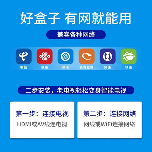 中国电信 CHINA TELECOM 5 G网络机顶盒智能无线移动投屏电视盒子4K三网通5GWIFI 电信网线版(需网线连接) 标配