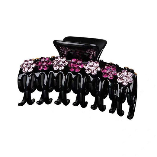 Case makeup Chinese Valentine's Day hairpin accessories Korean style large grabber headband diamond clip new crystal spring clip medium size female ink blue gray 7 claw clip large size 8 cm