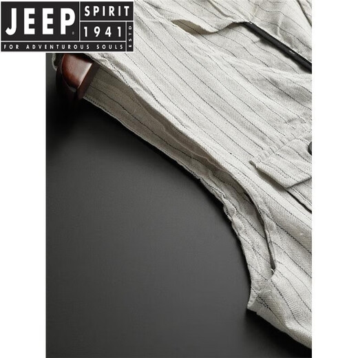 JEEP SPIRITJEEPSPIRIT系工装袖休闲棉麻背心无袖西装马夹坎肩 米白色2023/新/夹克/马甲/男 L 建议110-130斤