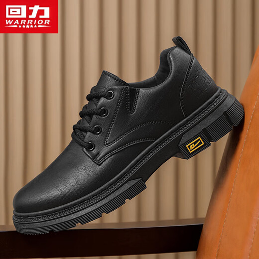 Warrior business retro casual work shoes men's lace-up leather shoes men 1632 black 40