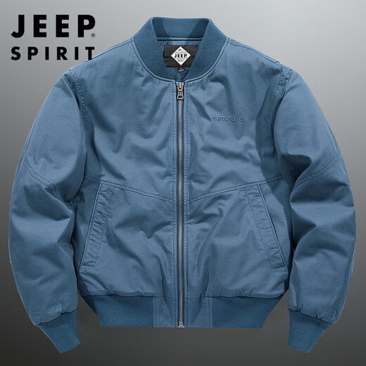 JEEP SPIRIT Jeep flagship thick bomber jacket men's autumn and winter outdoor leisure pure cotton washed cotton and thickened cotton jacket black (cotton and thickened) XL /135-150Jin Jin equals 0.5 kg