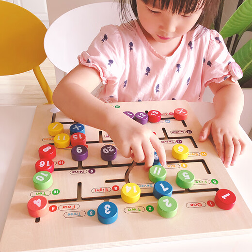 LNGA Landgre Kindergarten Montessori Aides d'enseignement en bois Alphanumeric Matching Maze Game Board Children's Toys's 345 ans