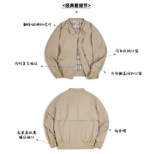 Madden Workwear American Retro Harrington G9 Stand Collar Jacket Men's Autumn Light Outdoor Ami Khaki Men's Casual Jacket Light Khaki (Loose Version) L