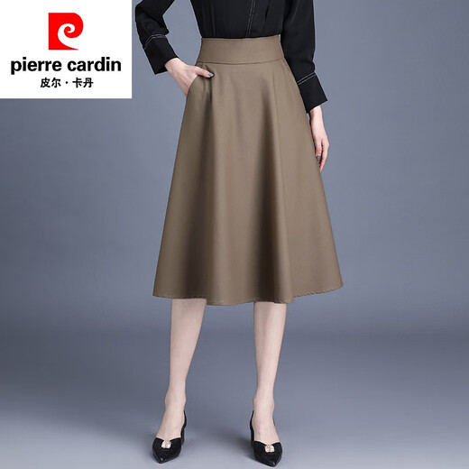 皮尔卡丹（pierre cardin）黑色半身裙春秋女2024新款秋冬裙子中长款字百褶裙大l码半身长裙 6630毛呢黑色裙长75) M
