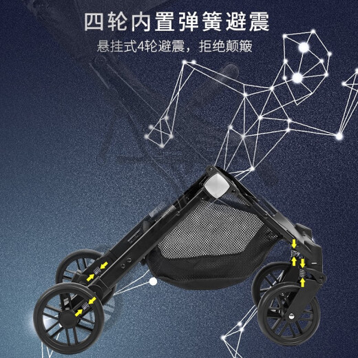 JUSANBABY Jushang baby stroller is lightweight and foldable, can sit and lie down, has a high landscape and is shock-absorbing, good for baby children, children's stroller, gentleman gray deluxe version
