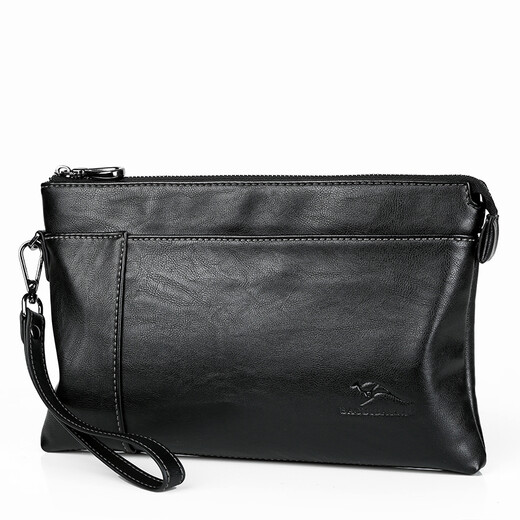 Binli Kangaroo men's handbag business soft leather trendy envelope bag men's casual large capacity clutch bag men's thin model 1909 black small 1909
