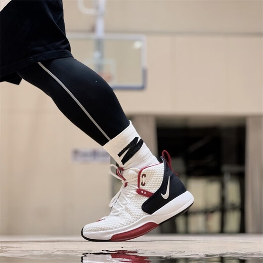 耐克（NIKE） Zoom Rize 1EP 男子 减震防滑耐磨 高帮实战休闲运动篮球鞋 FD9904-111米黑红 45 (290mm)