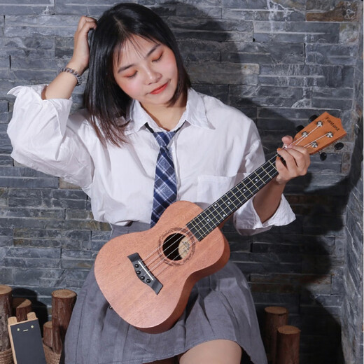 Zhongchi chapa Ukulele Estudiantes Estudiantes Adultos Mujeres 23 pulgadas 26 pulgadas UKLILI Ciente de entrada infantil Pequeña guitarra 23 pulgadas [estilo de rock] retro negro + emparejamiento de lujo