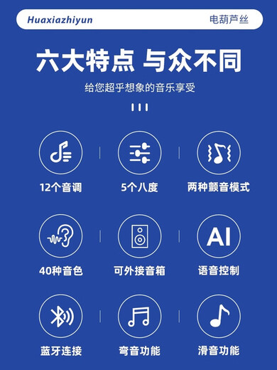 十里清波华夏之韵电葫芦丝乐器国产电子葫芦丝吹管电子笛电萨初学者定制款 绿花色标配