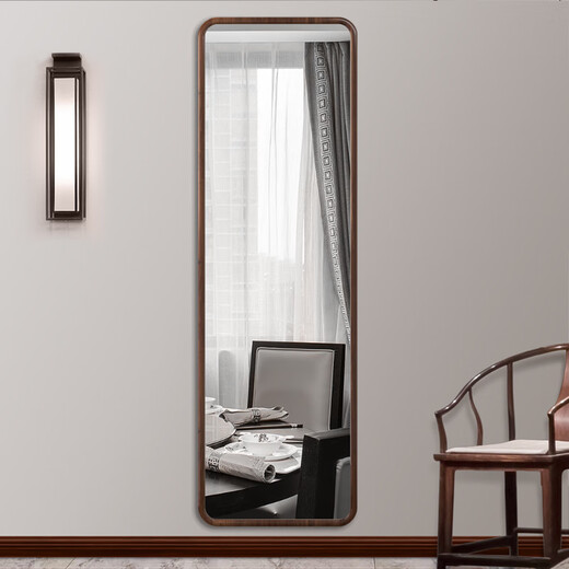Babuchi full-body mirror black walnut dressing mirror medieval style solid wood floor-standing mirror imported villa mirror wall hanging large apartment 40*150 imported black walnut