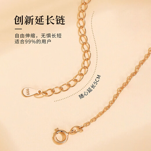 Wanhan four-leaf clover silver necklace for women 999 pure silver clavicle chain color gold pendant Chinese Valentine's Day birthday gift for girlfriend, red agate, eight warehouse delivery / same day delivery