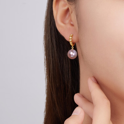 Queen of Pearls Nine Purple Lihuo 9-10mm Purple Freshwater Pearl Earrings Earrings Earrings Birthday Gift for Women