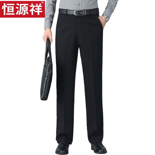 恒源祥冬季加绒加厚休闲西裤男直筒免烫中年男士休闲长裤子羊羔绒男裤 LYC761藏青色(羊羔绒) 加厚 34 (2尺7腰围)关注