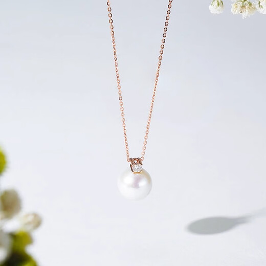 Qiongruige Edison Pearl Pendant 18K Gold Moissanite Necklace Necklace Near Perfect Round Freshwater Pearl Clavicle Chain 18K Yellow/Moissanite Edison Pendant S925 Silver Chain 10-11mm
