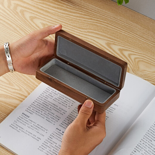 Original intention is like snow black walnut glasses box solid wood glasses storage box anti-pressure portable gift wooden box eye box wooden black walnut glasses box