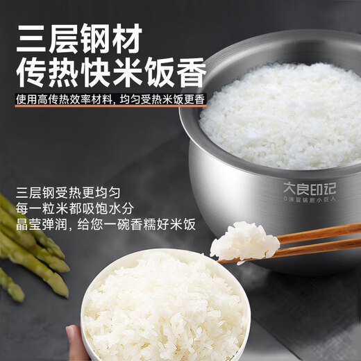 大良印记®适用于CFXB50HZ6-120 CFXB50HC807-120 CFXB50FC838-75苏泊尔电饭煲5L球火内胆304不锈钢0涂层 适用于CFXB50HZ6-120内胆
