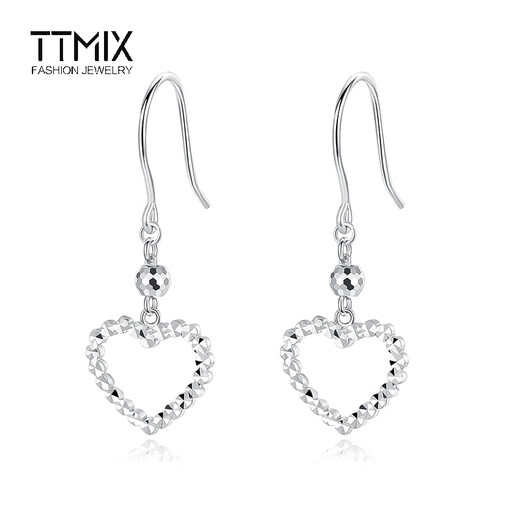 TTMIX platinum ear hook heart-shaped earrings pt950 women's classic platinum car flower love earrings 2.2-2.4g