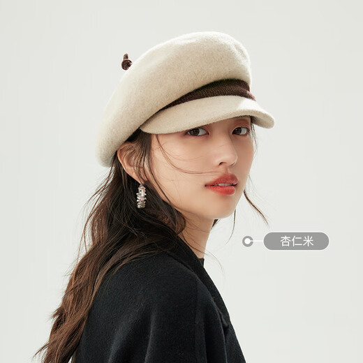 Siggi hat women's wool beret autumn and winter retro fashion newsboy hat versatile painter hat almond rice