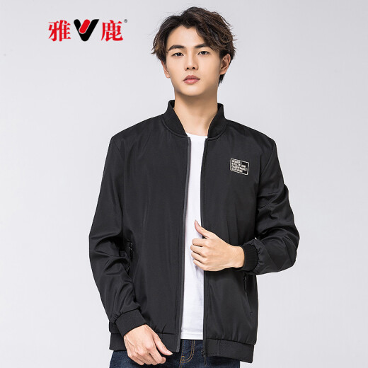 Yalu Jacket Men's 2020 Autumn Fashion Casual Stand Collar Lightweight Short Slim Baseball Collar Top Jacket Men 18582004 Black 175