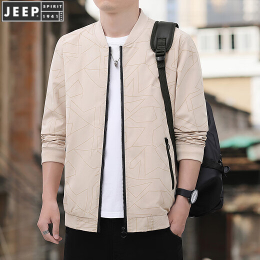Jeep Spirit Clothing Herrenjacke 2024 Frühlings- und Herbst-Kleider Slim und Slim Casual Youth Jacket Top K12109 Black M Empfohlen 95-100 Jin [Jin gleich 0,5 kg]